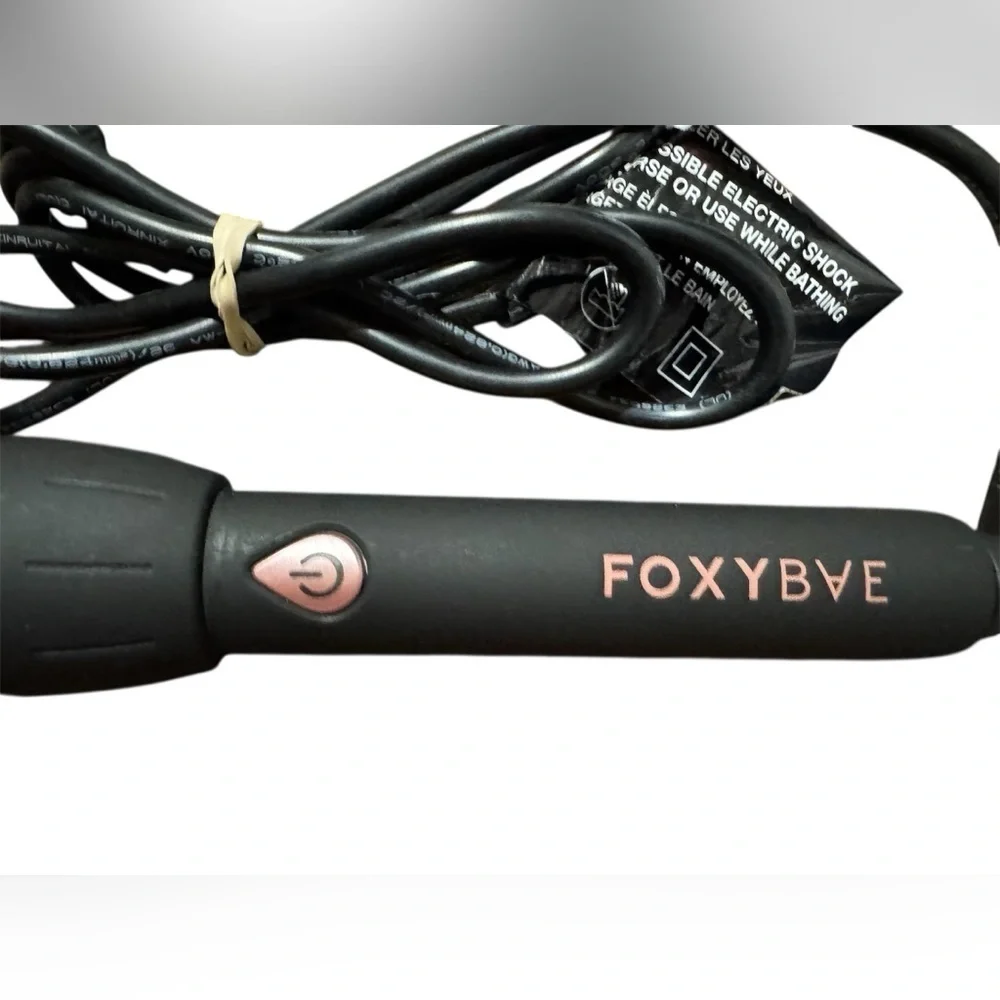 FOXYBAE Curling Wand Black Rose Gold Barrel Ceramic Tourmaline 25mm Beach Waver